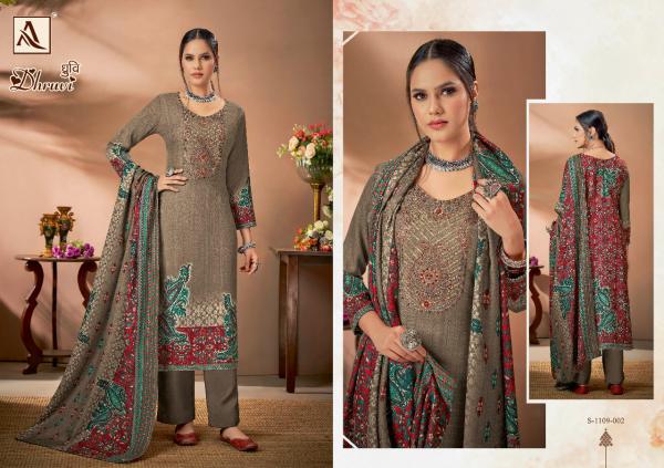 Alok Dhruvi Embroidery Winter Wear Pahsmina Dress Materail Collection